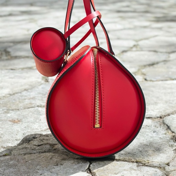 Auth LV Set • Authentic Soufflot Bag & Mini Papillon in Cherry Red Epi Leather - Picture 5 of 7